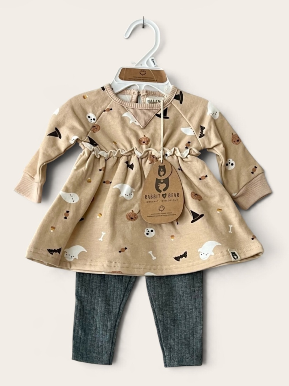 Rabbit + Bear Organic Halloween Dress Leggings Set 0-3M NWT